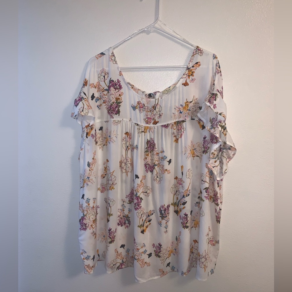 Kori Plus Floral Top Blouse Size 1X NWT